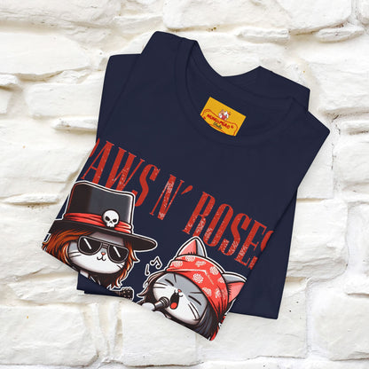 Paws N' Roses T-Shirt | Rock-Inspired Cat Lover  | Nunu&Miao Studio - Nunu&Miao Studio