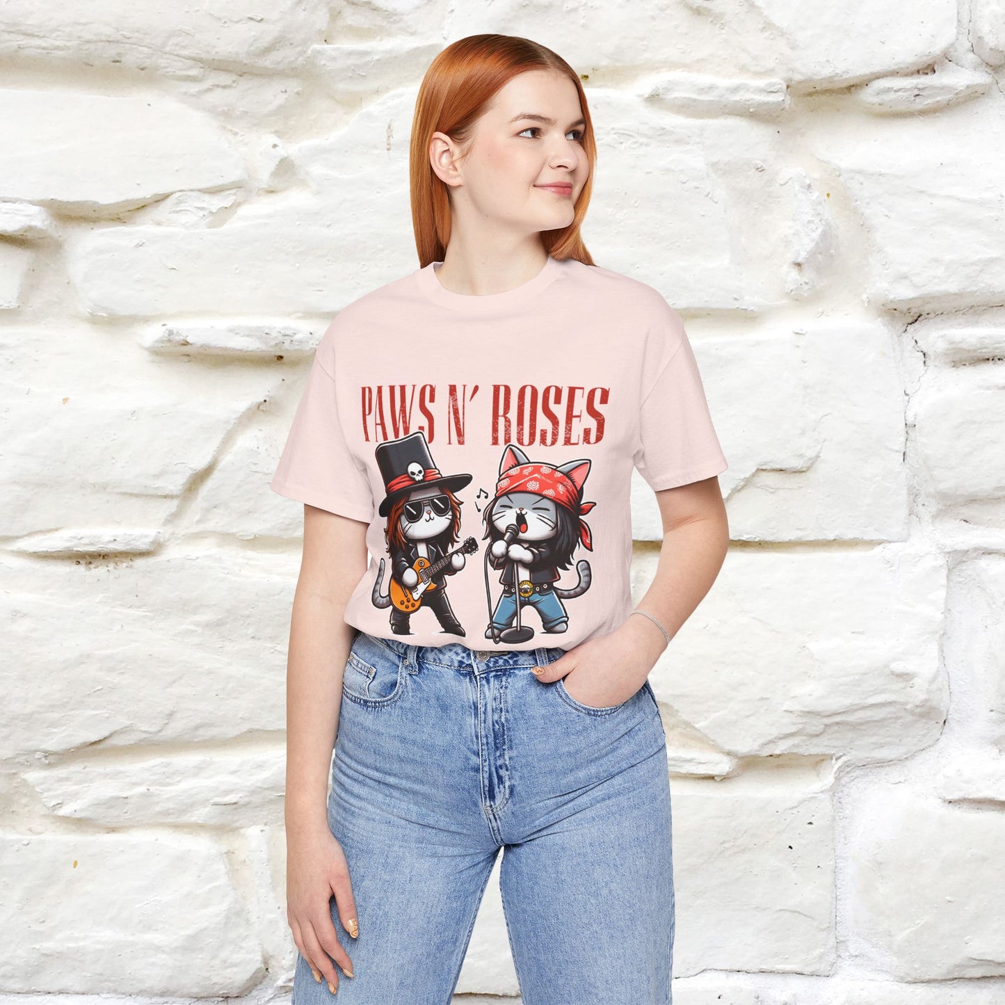 Paws N' Roses T-Shirt | Rock-Inspired Cat Lover  | Nunu&Miao Studio - Nunu&Miao Studio