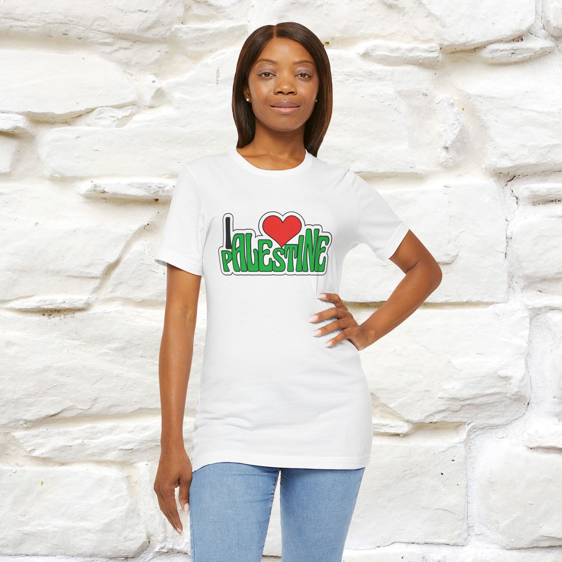"I Love Palestine" Cat T-shirt | Front & Back Design |Nunu&Miao Studio - Nunu&Miao Studio