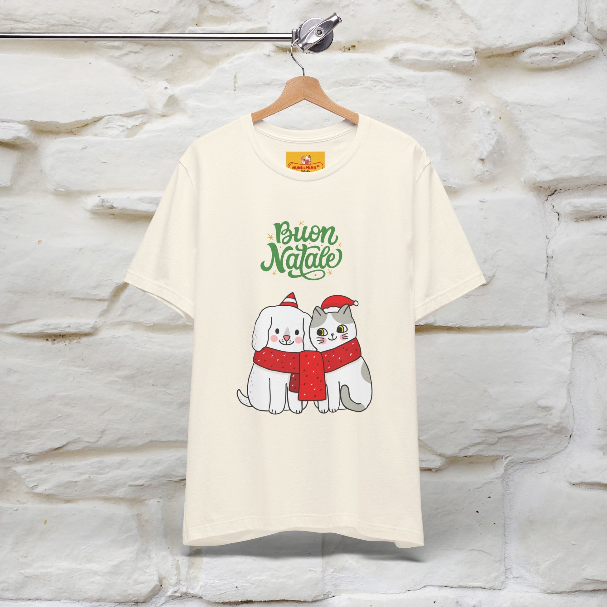 ''Buon Natale Cat and Dog'' Christmas T-shirt  | Nunu&Miao Studio - Nunu&Miao Studio