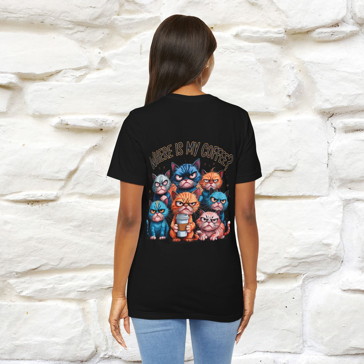 "Where Is My Coffe?" Cat T-Shirt | Front & Back Design | Nunu&Miao Studio