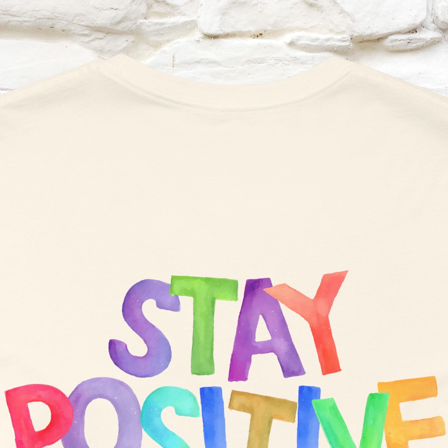 "Stay Positive'' Cat T-Shirt | Front & Back Design | Nunu&Miao Studio - Nunu&Miao Studio