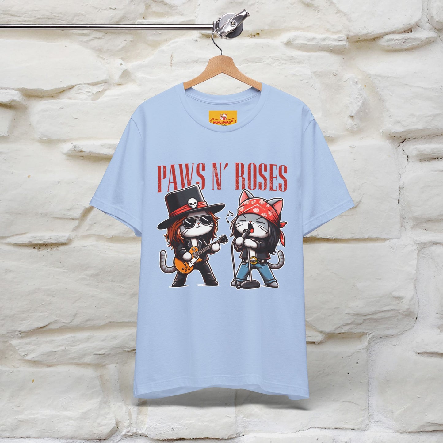 Paws N' Roses T-Shirt | Rock-Inspired Cat Lover  | Nunu&Miao Studio - Nunu&Miao Studio