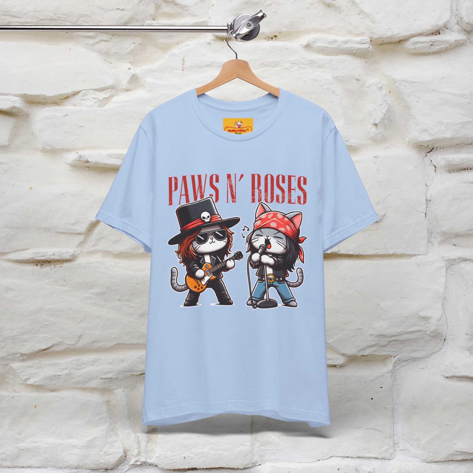 Paws N' Roses T-Shirt | Rock-Inspired Cat Lover  | Nunu&Miao Studio - Nunu&Miao Studio
