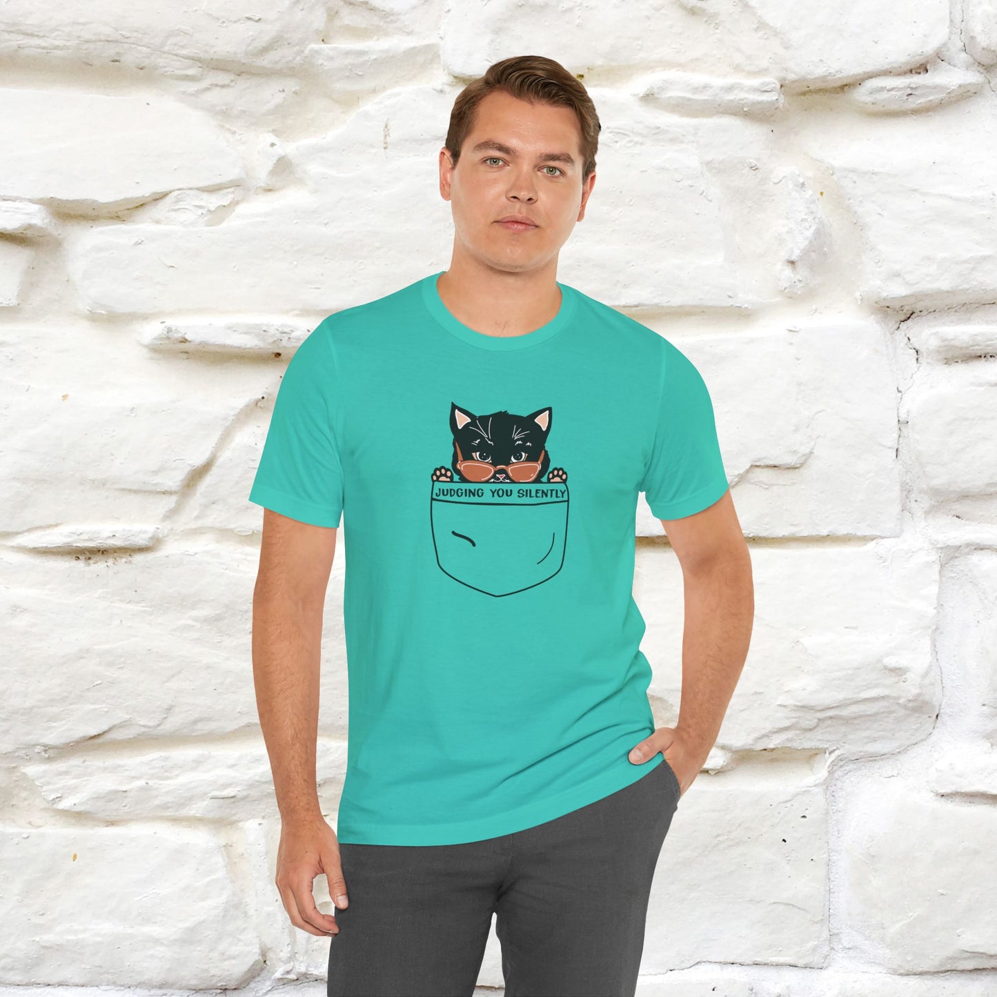 ''Judging You Silently'' | Cat T-Shirt for Men | Nunu&Miao Studio - Nunu&Miao Studio