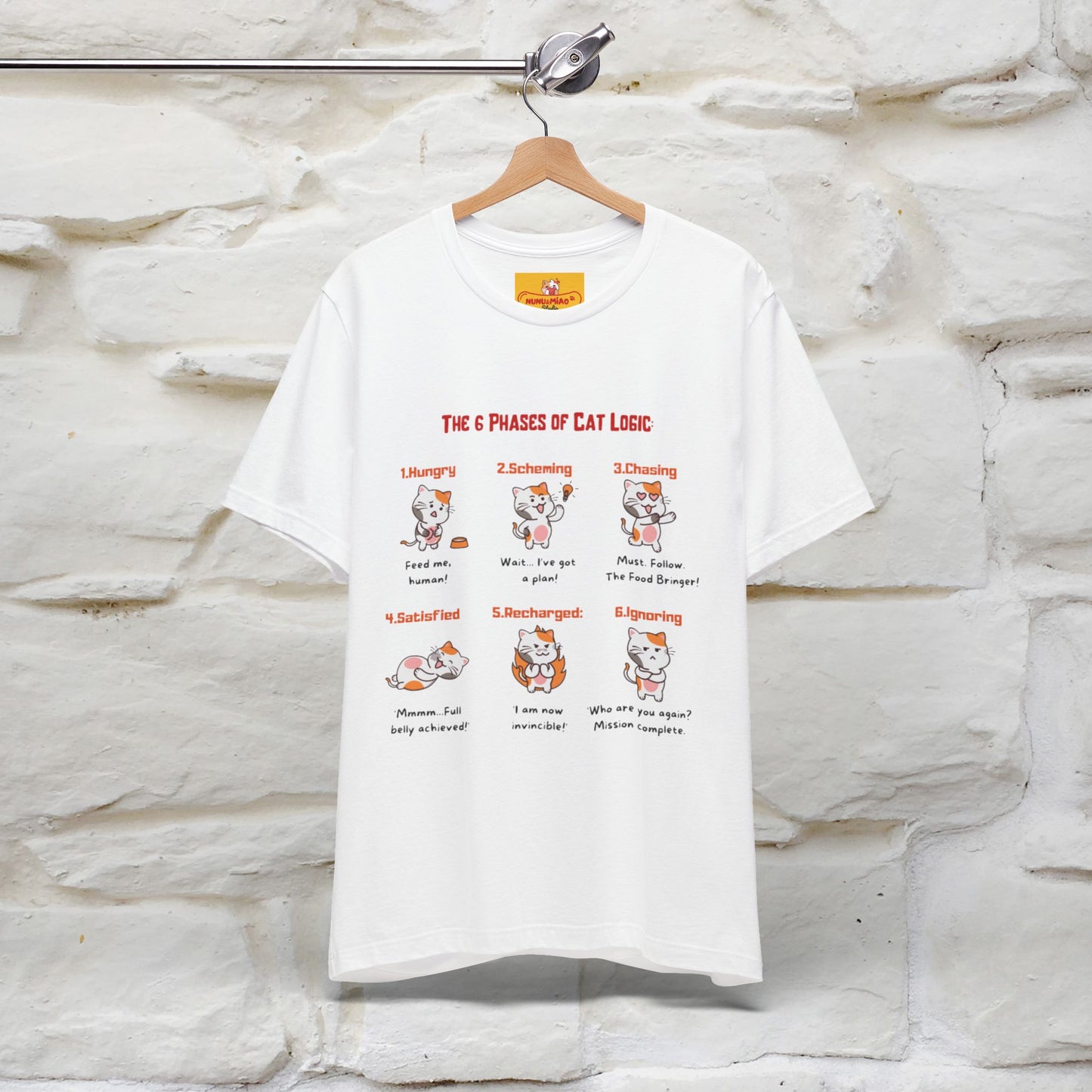 "The 6 Phases of Cat Logic" Hilarious Cat T-Shirt  | Nunu&Miao Studio - Nunu&Miao Studio