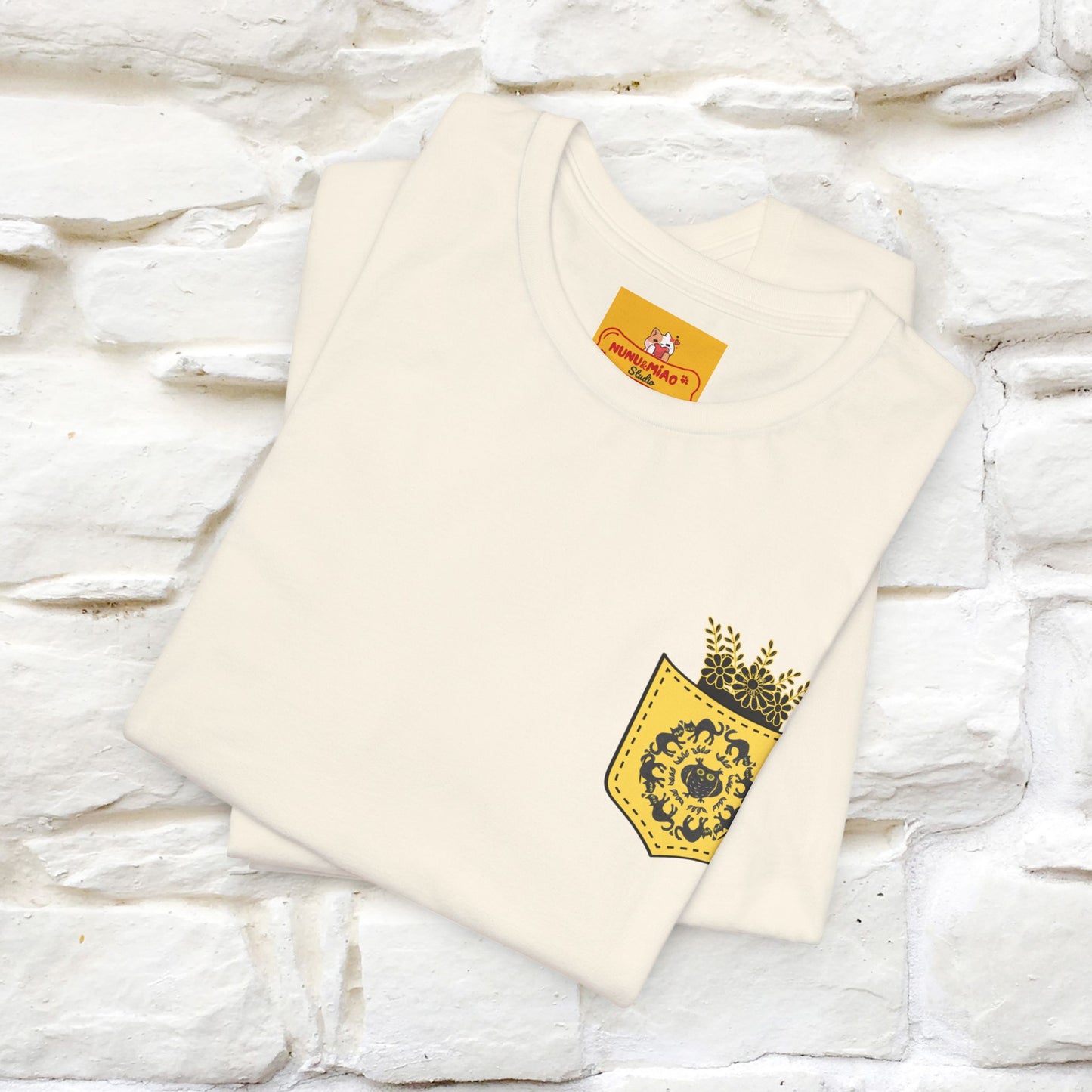 ''Black Cat Circle'' Cat T-Shirt Front and Back Design | Nunu&Miao Studio - Nunu&Miao Studio