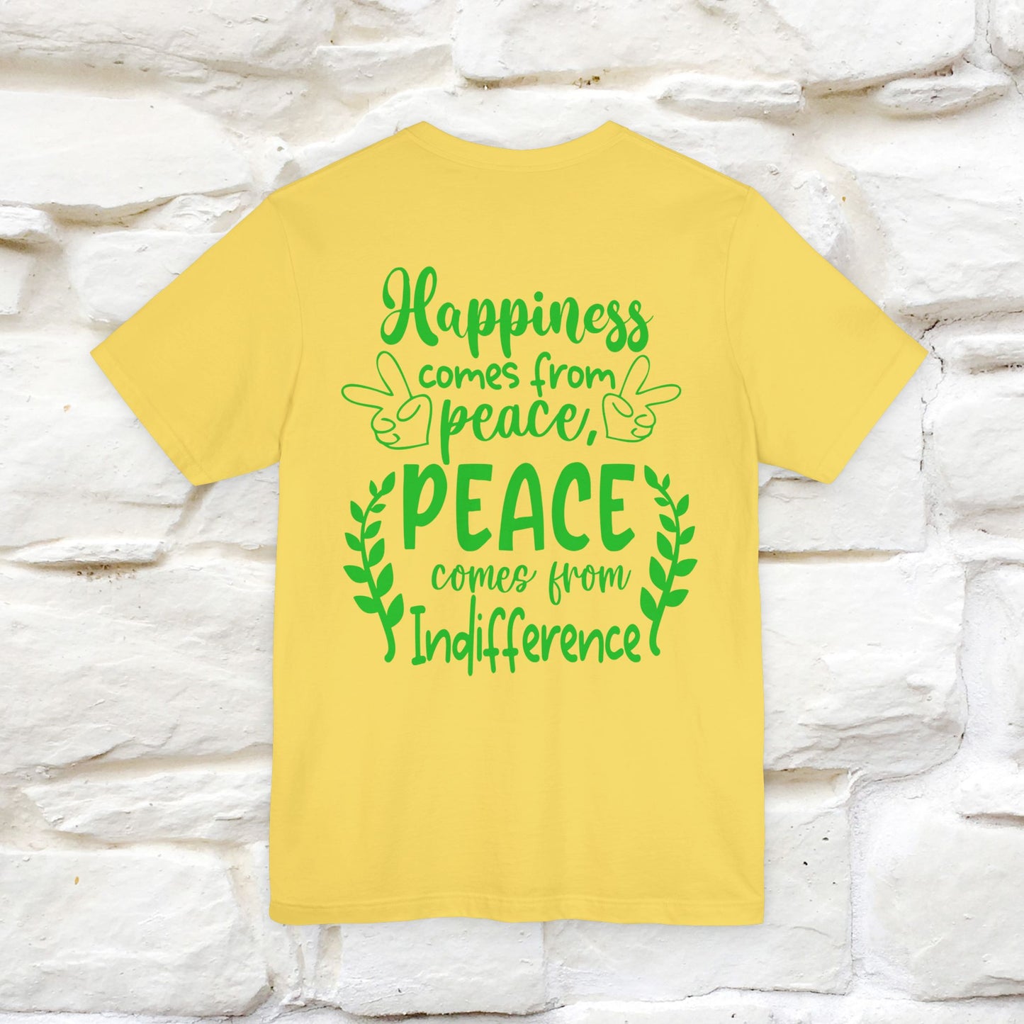 "Happiness Comes From Peace, Peace Comes From Indifference" Cat T-Shirt| Front & Back Design | Nunu&Miao Studio - Nunu&Miao Studio