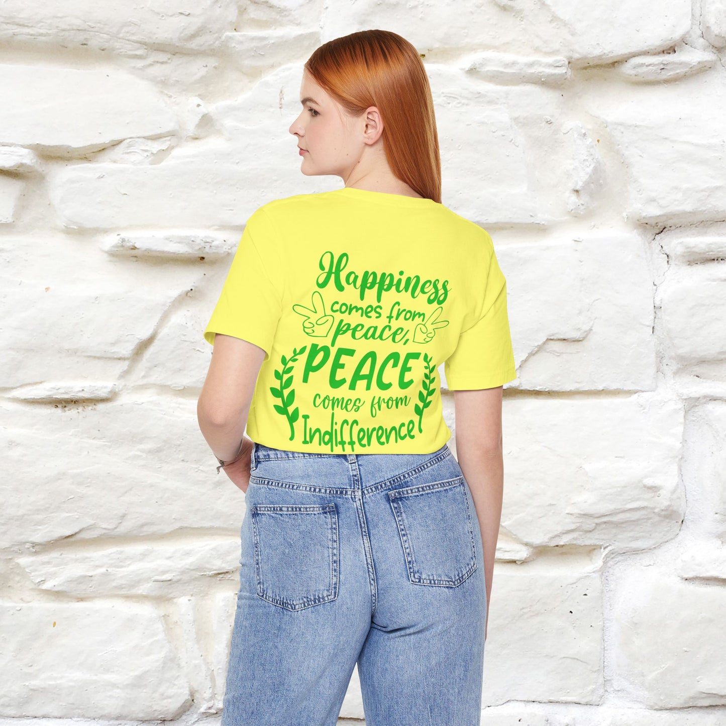 "Happiness Comes From Peace, Peace Comes From Indifference" Cat T-Shirt| Front & Back Design | Nunu&Miao Studio - Nunu&Miao Studio