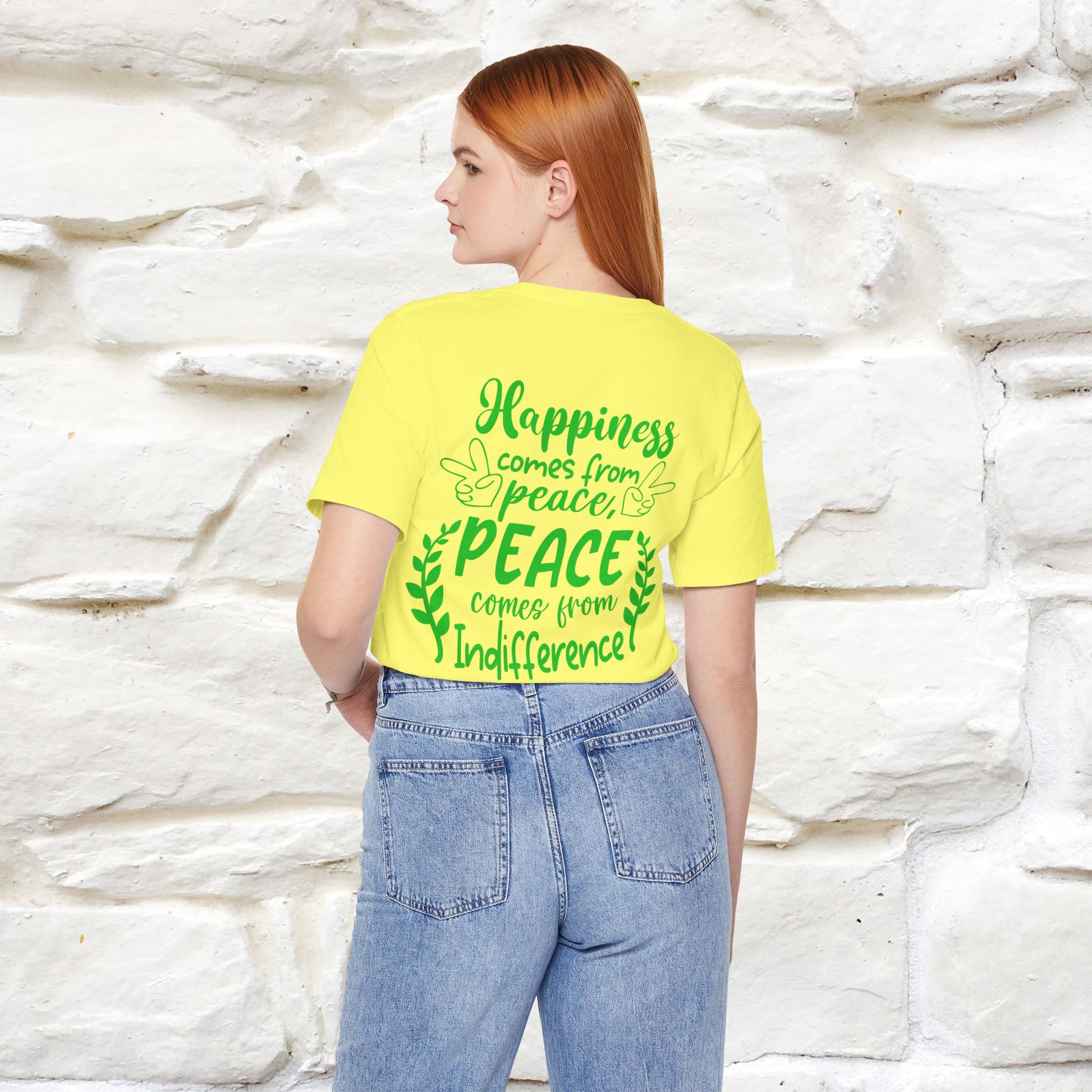 "Happiness Comes From Peace, Peace Comes From Indifference" Cat T-Shirt| Front & Back Design | Nunu&Miao Studio - Nunu&Miao Studio