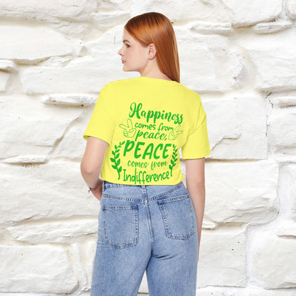 "Happiness Comes From Peace, Peace Comes From Indifference" Cat T-Shirt| Front & Back Design | Nunu&Miao Studio - Nunu&Miao Studio