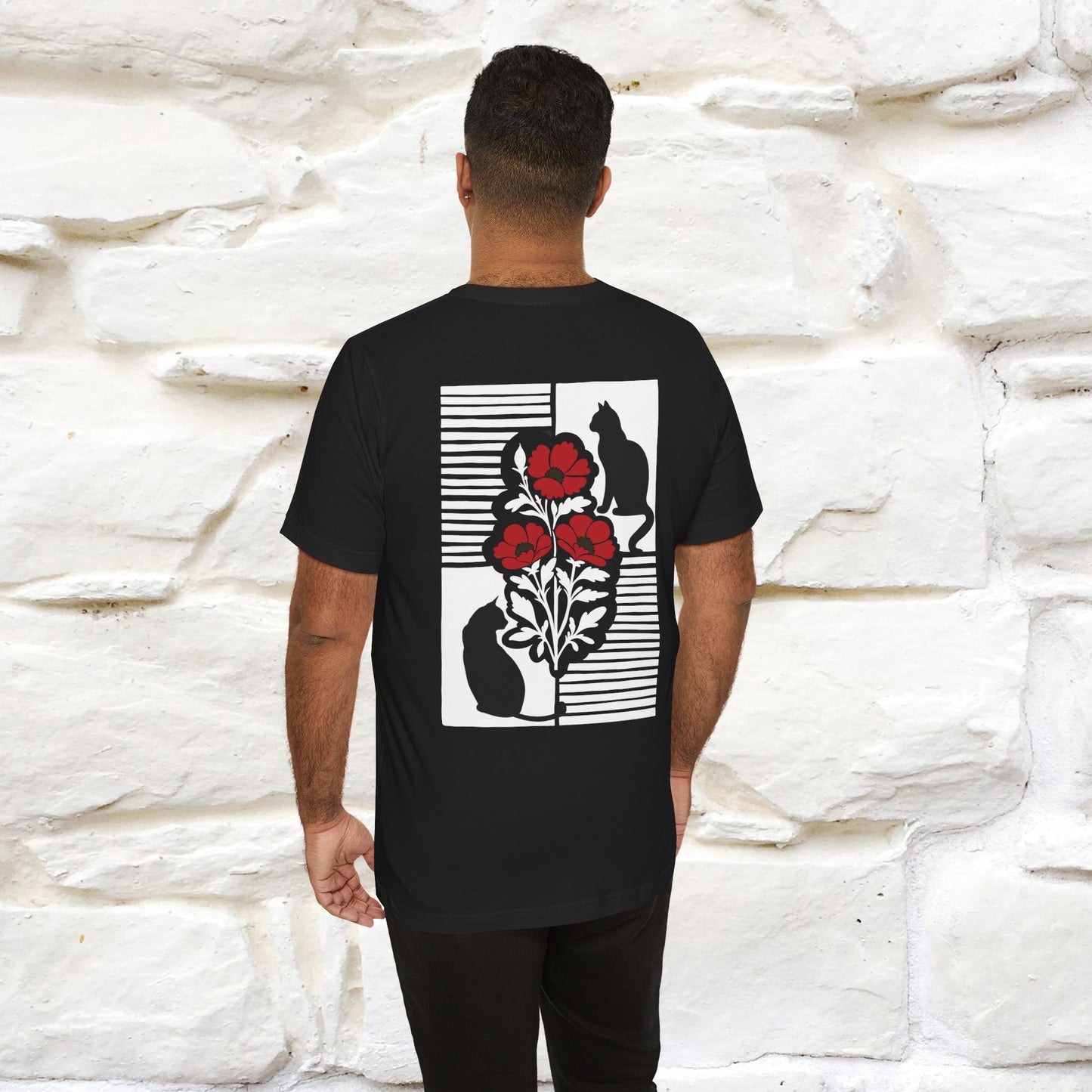 ''Modern Shapes'' Cat T-Shirt Front and Back Design | Nunu&Miao Studio - Nunu&Miao Studio