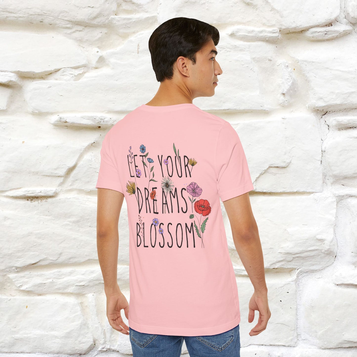 "Let Your Dreams Blossom'' Cat T-Shirt Front and Back Design | Nunu&Miao Studio - Nunu&Miao Studio