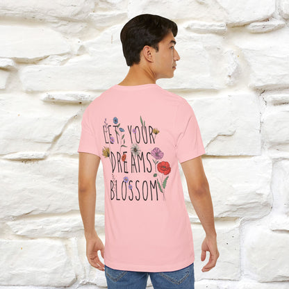 "Let Your Dreams Blossom'' Cat T-Shirt Front and Back Design | Nunu&Miao Studio - Nunu&Miao Studio