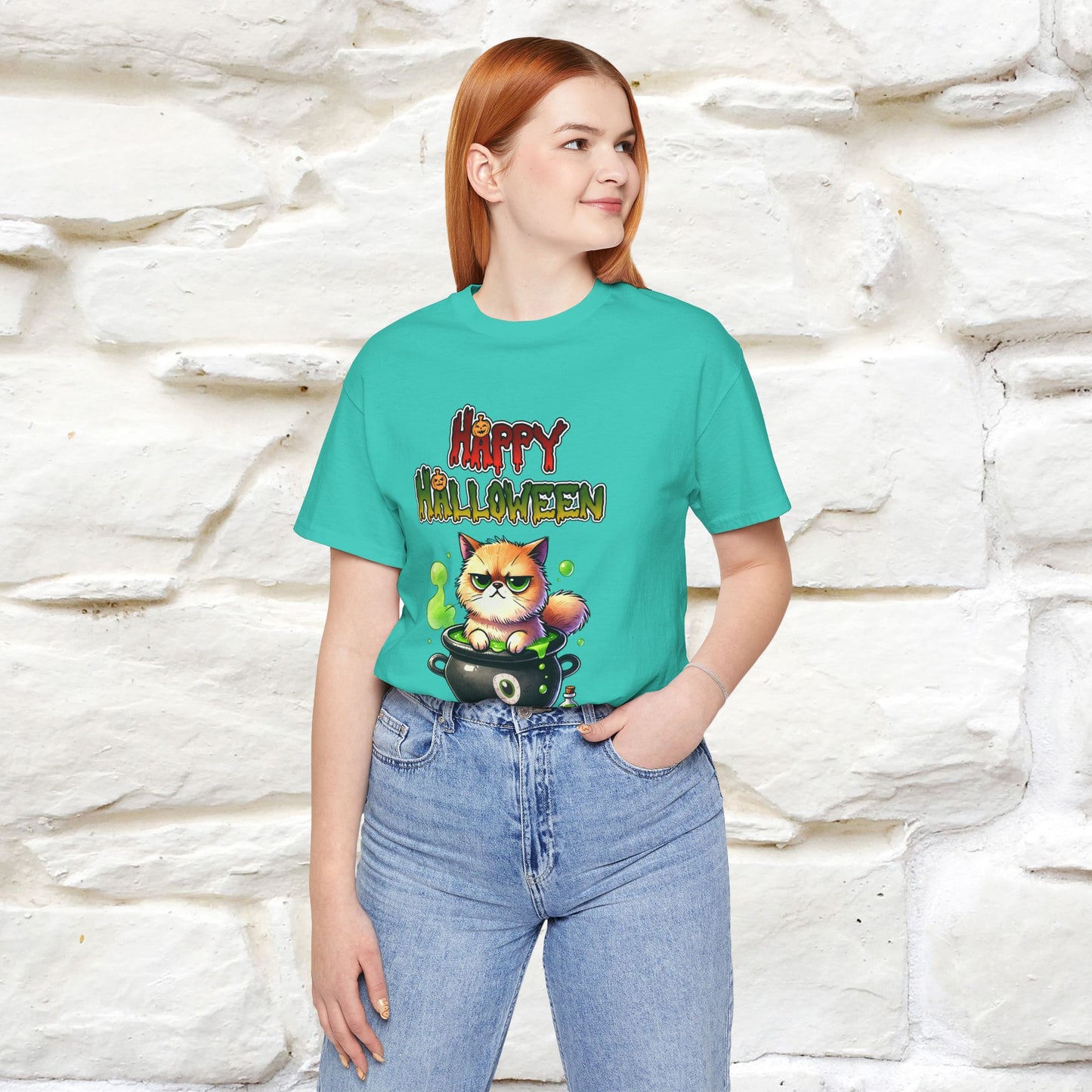 "Angry Cat Happy Halloween" Cat  T-shirt |Nunu&Miao Studio - Nunu&Miao Studio