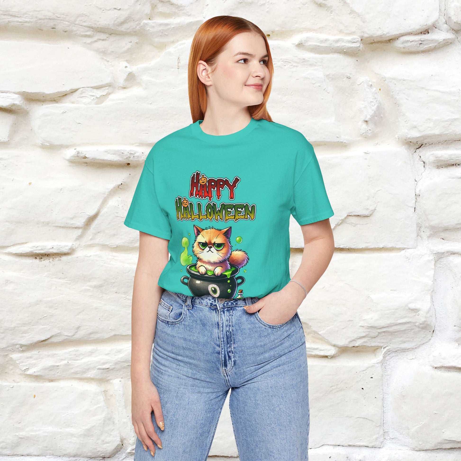 "Angry Cat Happy Halloween" Cat  T-shirt |Nunu&Miao Studio - Nunu&Miao Studio