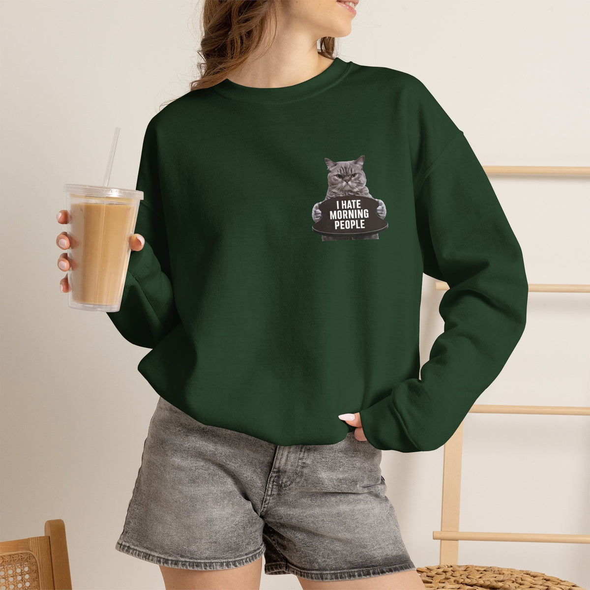 "I Hate Morning People'' |Cat Sweatshirt | Nunu&Miao Studio