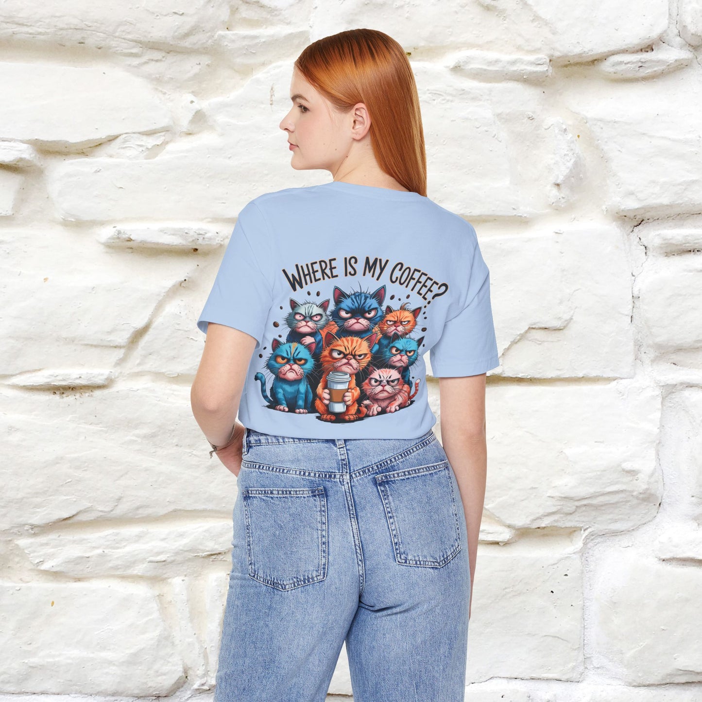 "Where Is My Coffe?" Cat T-Shirt | Front & Back Design | Nunu&Miao Studio