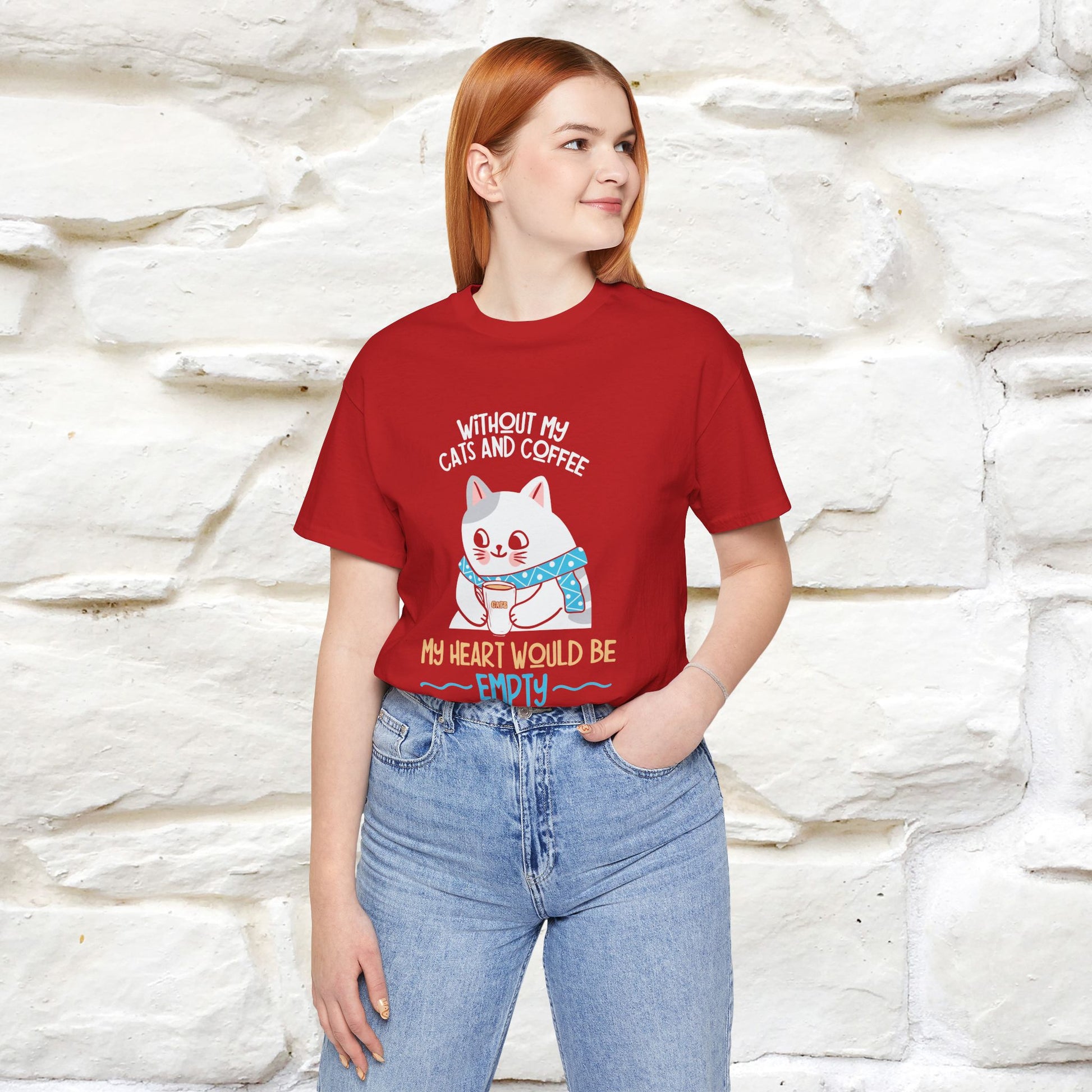 "Without My Cats and Coffee, My Heart Would Be Empty" Cat T-shirt | Nunu&Miao Studio - Nunu&Miao Studio