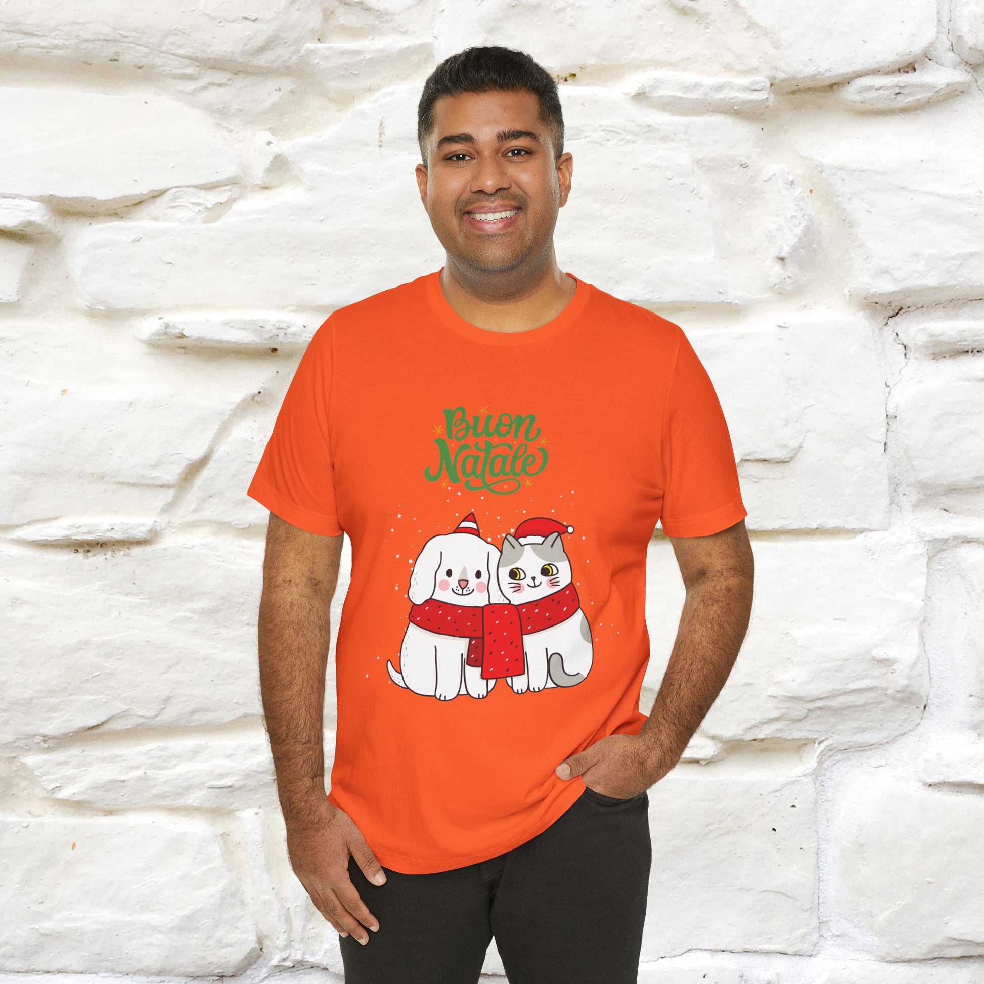 ''Buon Natale Cat and Dog'' Christmas T-shirt  | Nunu&Miao Studio - Nunu&Miao Studio