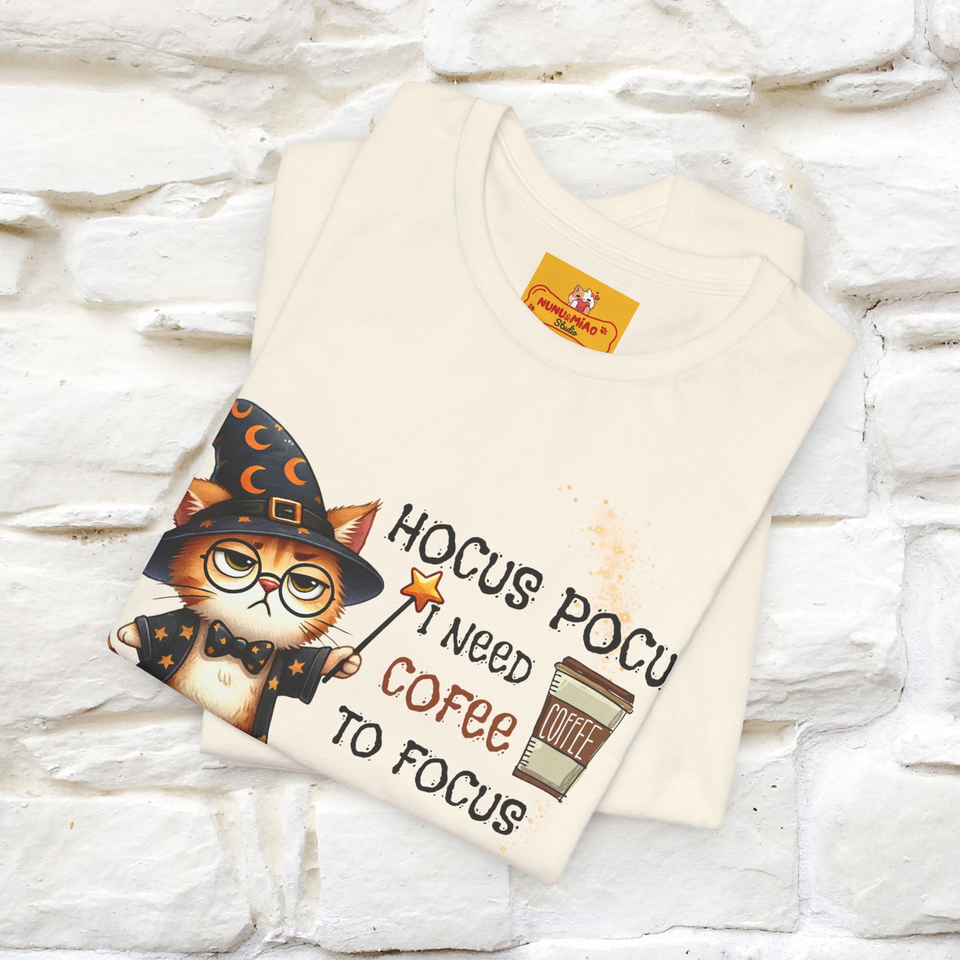 ''Hocus Pocus I Need Coffe To Focus'' Funny Cat Shirt | Nunu&Miao Studio - Nunu&Miao Studio