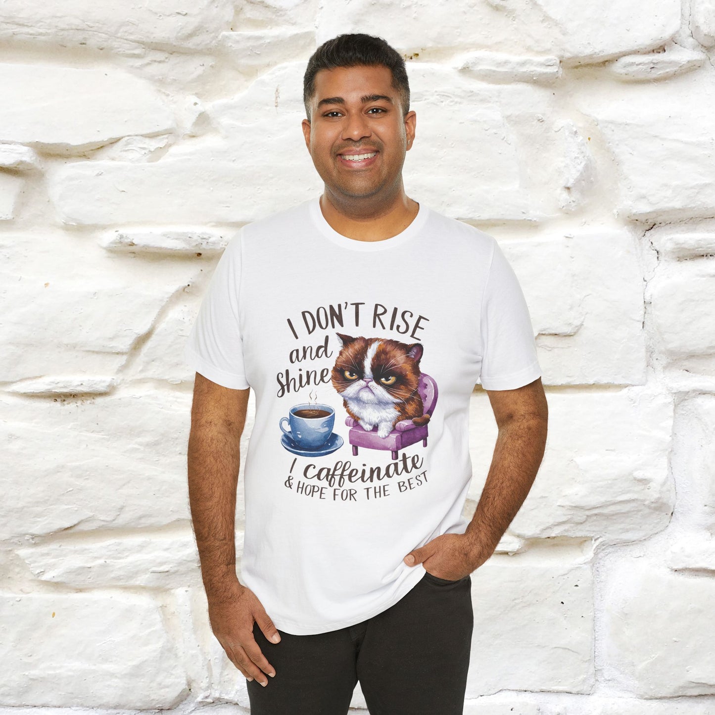 I Don’t Rise and Shine, I Caffeinate ....| Funny Cat T-Shirt| Nunu&Miao Studio - Nunu&Miao Studio