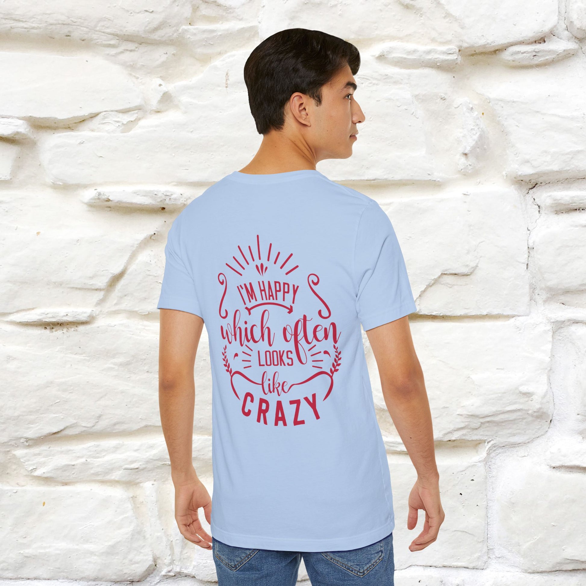 "I’m Happy, Which Often Looks Like Crazy" Cat T-Shirt| Front & Back Design | Nunu&Miao Studio - Nunu&Miao Studio