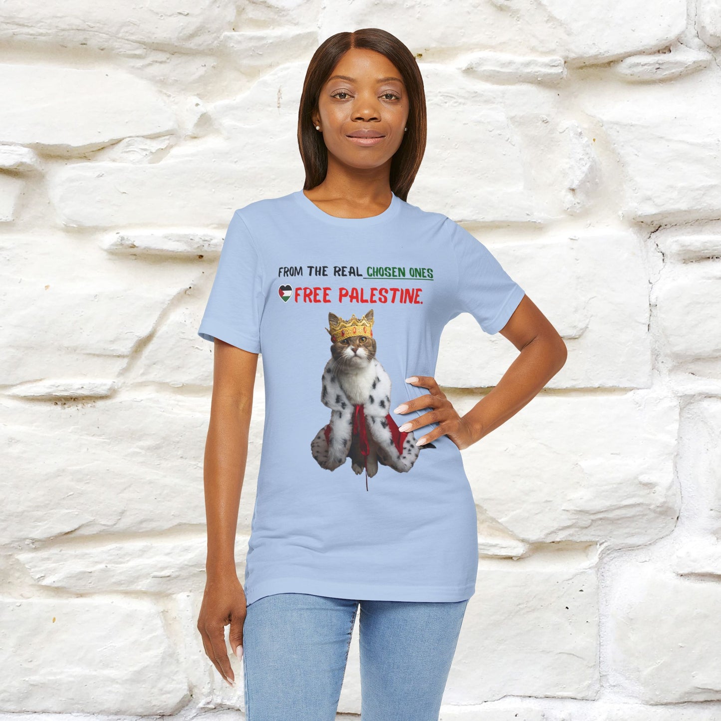 "From the real chosen ones  Free Palestine." Cat T-shirt |Nunu&Miao Studio - Nunu&Miao Studio