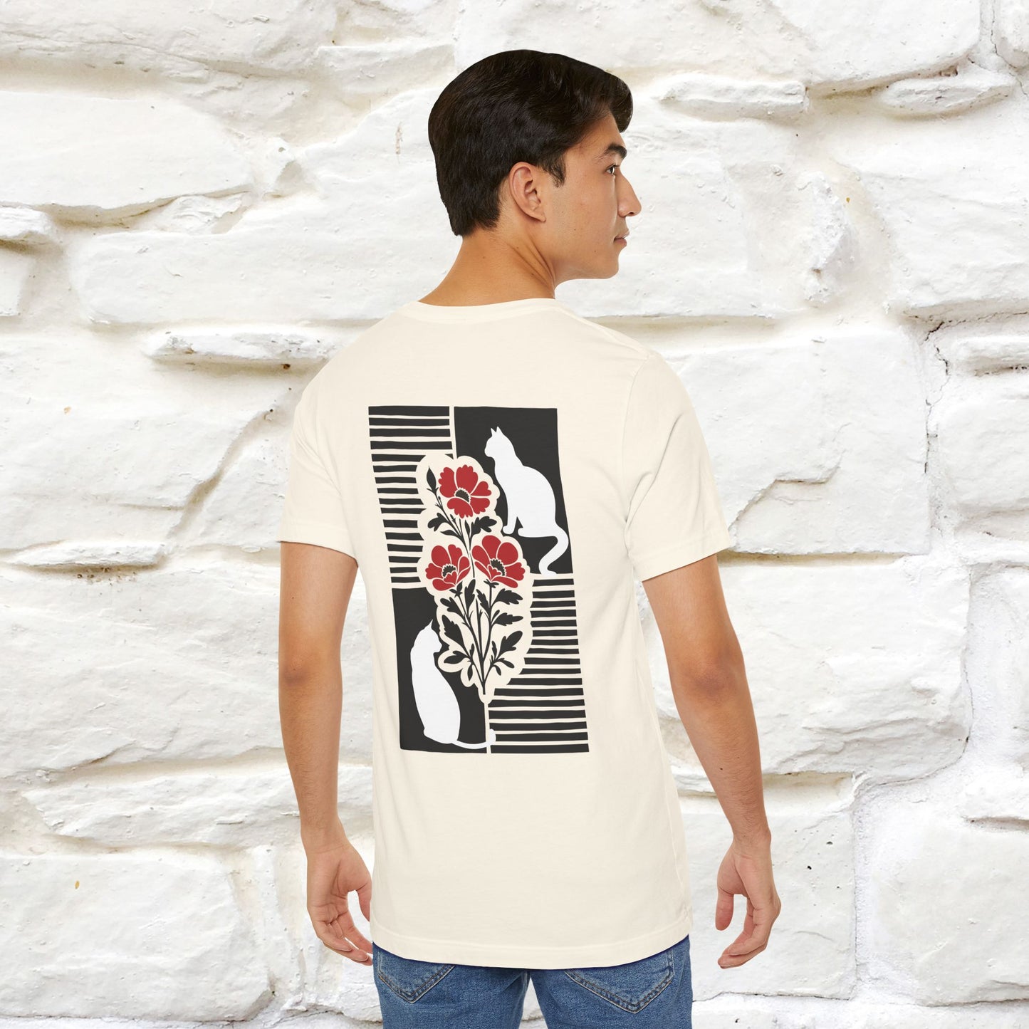 ''Modern Shapes'' Cat T-Shirt Front and Back Design | Nunu&Miao Studio - Nunu&Miao Studio