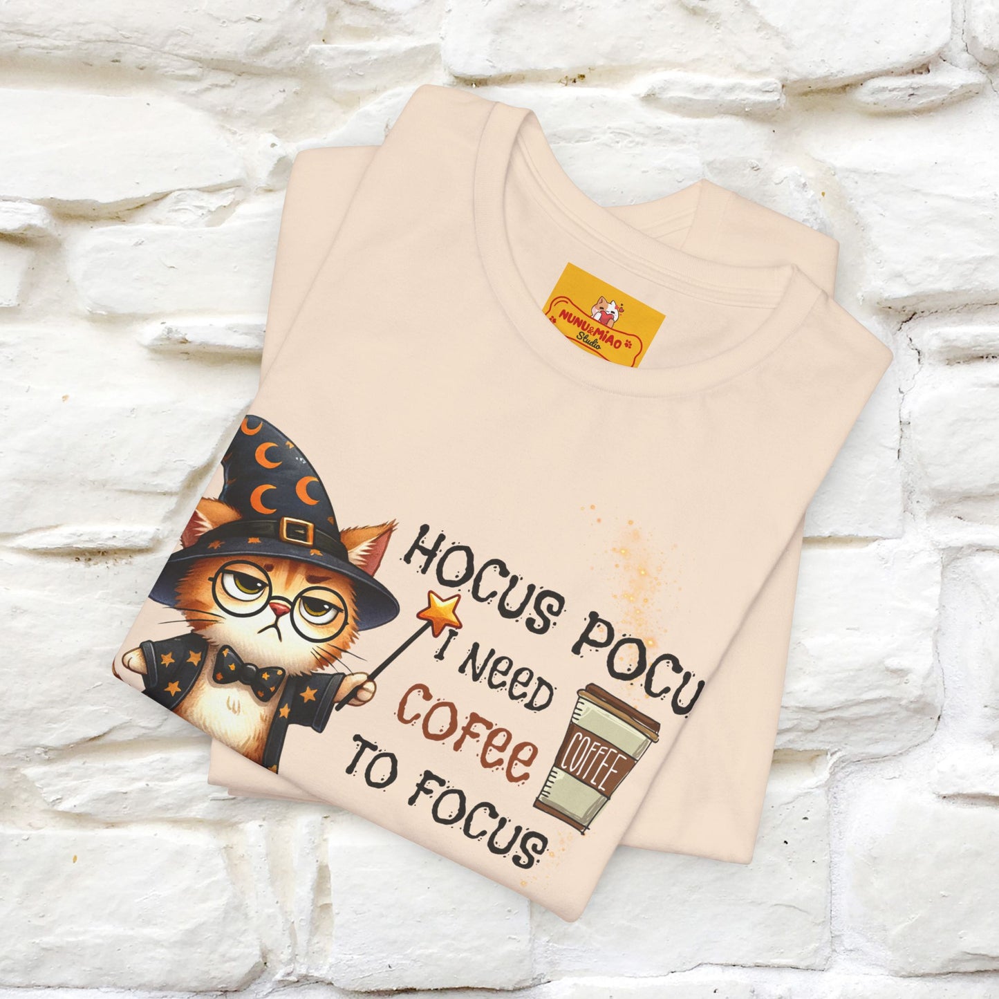 ''Hocus Pocus I Need Coffe To Focus'' Funny Cat Shirt | Nunu&Miao Studio - Nunu&Miao Studio