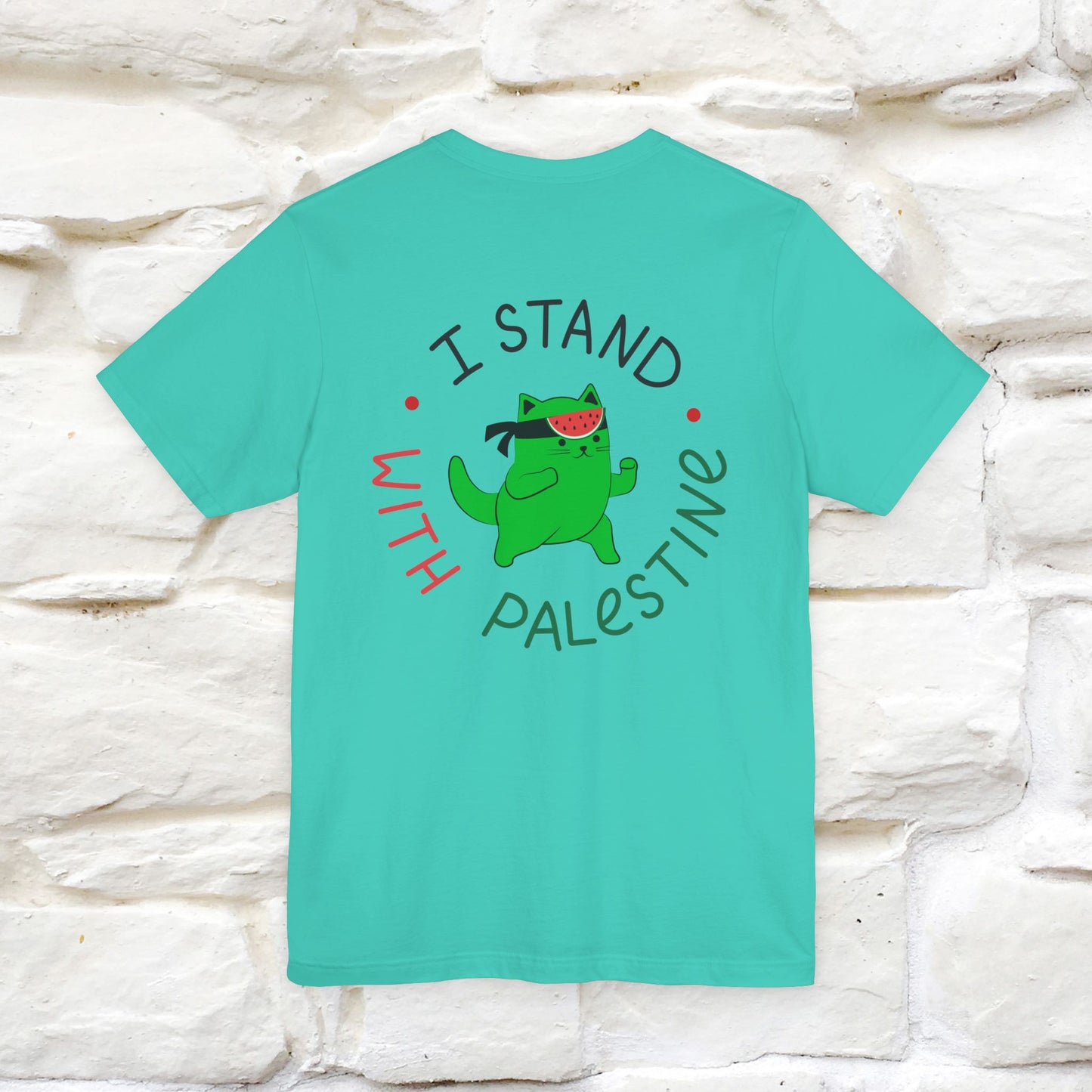 "I Love Palestine" Cat T-shirt | Front & Back Design |Nunu&Miao Studio - Nunu&Miao Studio