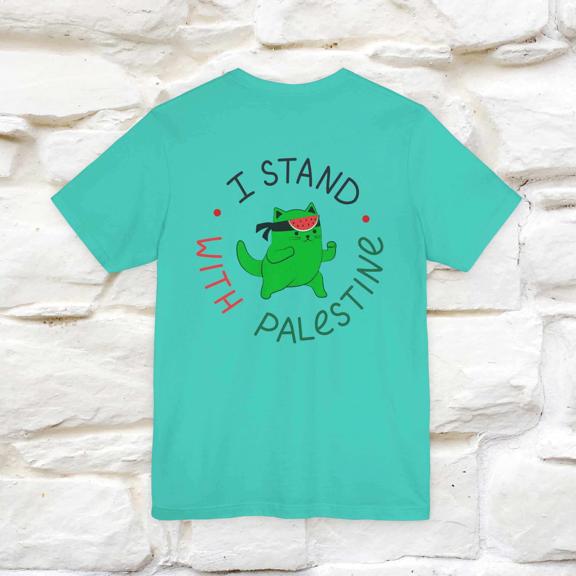 "I Love Palestine" Cat T-shirt | Front & Back Design |Nunu&Miao Studio - Nunu&Miao Studio
