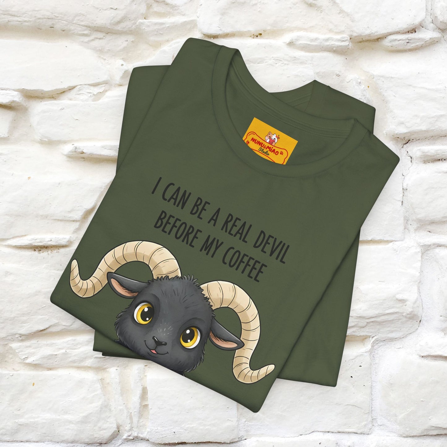 "I Can Be a Real Devil Before My Coffe" Funny T-shirt |Nunu&Miao Studio - Nunu&Miao Studio