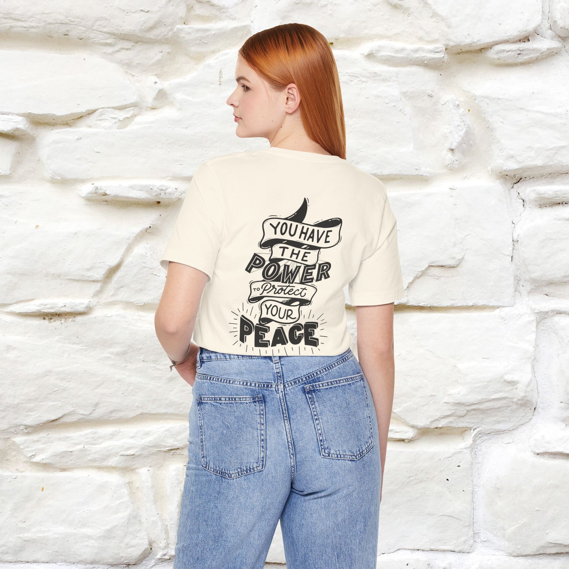 "You Have the Power to Protect Your Peace" Cat T-Shirt| Front & Back Design | Nunu&Miao Studio - Nunu&Miao Studio