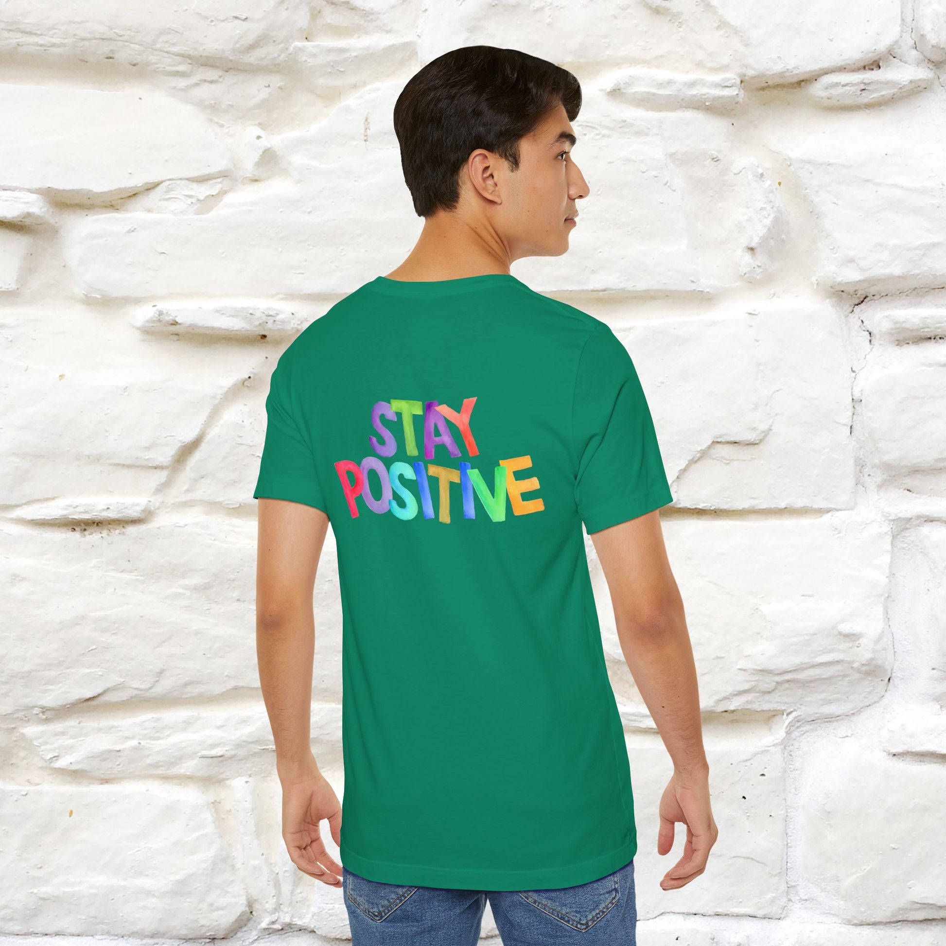 "Stay Positive'' Cat T-Shirt | Front & Back Design | Nunu&Miao Studio - Nunu&Miao Studio