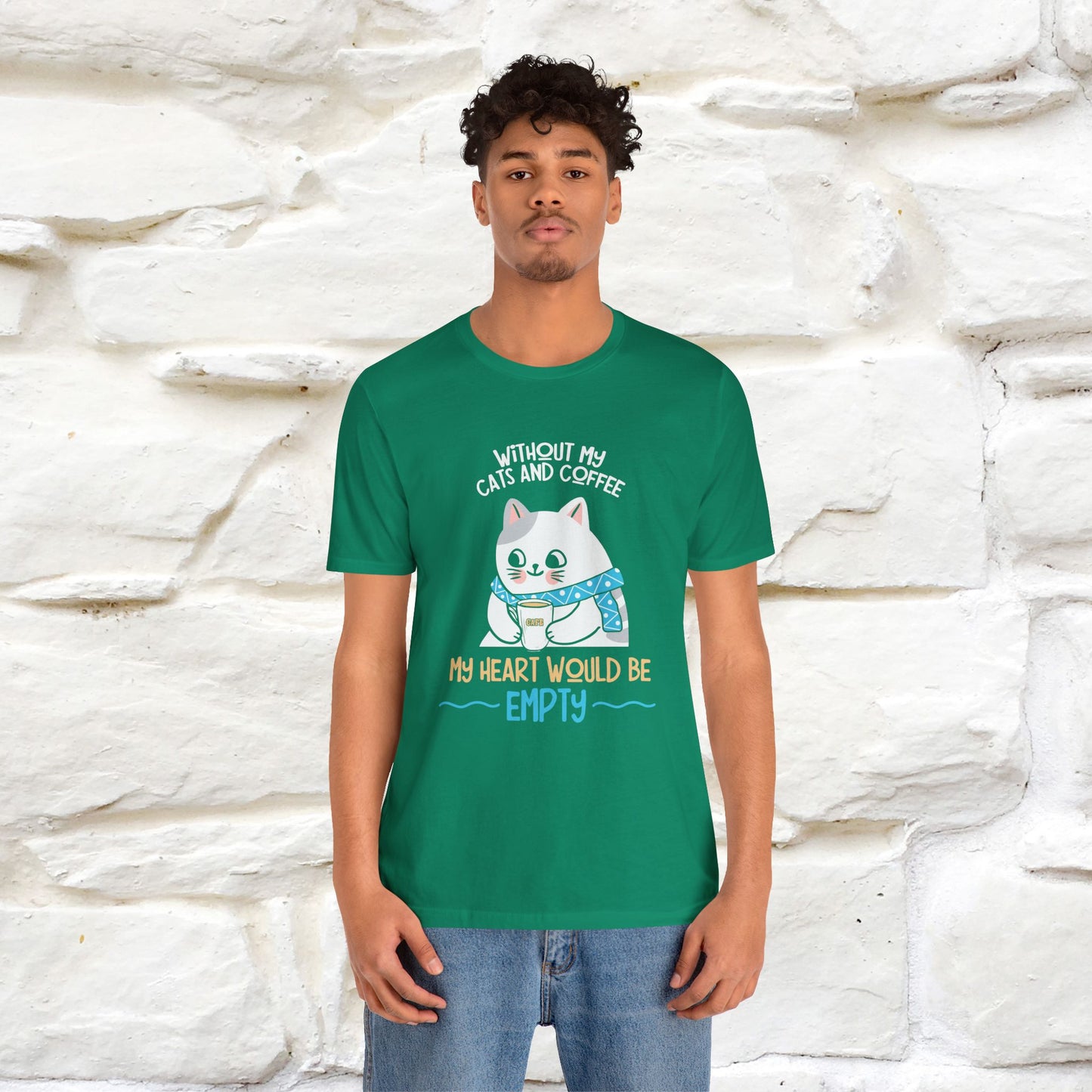 "Without My Cats and Coffee, My Heart Would Be Empty" Cat T-shirt | Nunu&Miao Studio - Nunu&Miao Studio