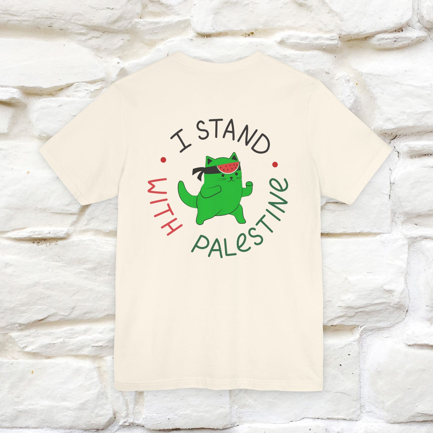 "I Love Palestine" Cat T-shirt | Front & Back Design |Nunu&Miao Studio - Nunu&Miao Studio