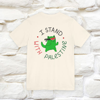 "I Love Palestine" Cat T-shirt | Front & Back Design |Nunu&Miao Studio - Nunu&Miao Studio