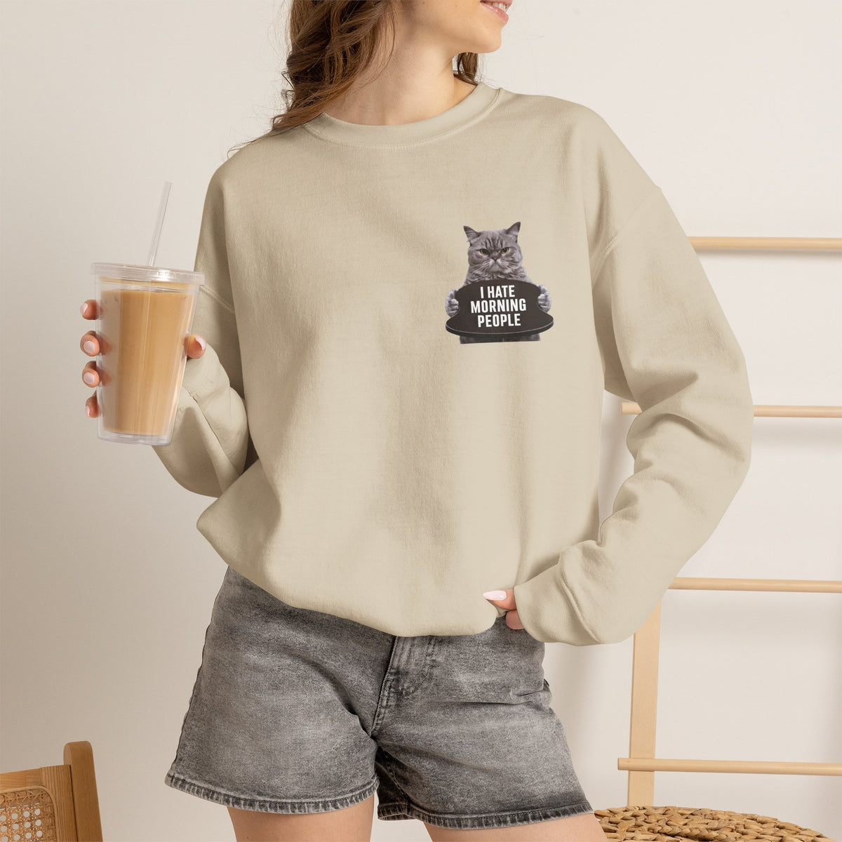 "I Hate Morning People'' |Cat Sweatshirt | Nunu&Miao Studio
