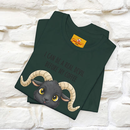 "I Can Be a Real Devil Before My Coffe" Funny T-shirt |Nunu&Miao Studio - Nunu&Miao Studio