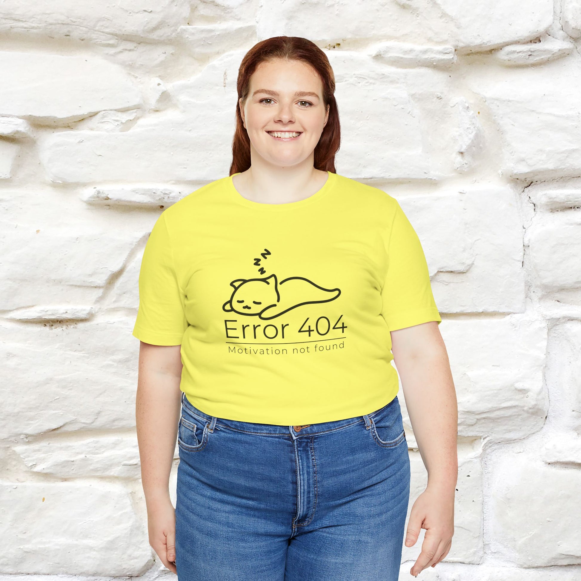 ''Error 404 Motivation Not Found'' Cat T-Shirt Front and Back Design | Nunu&Miao Studio - Nunu&Miao Studio