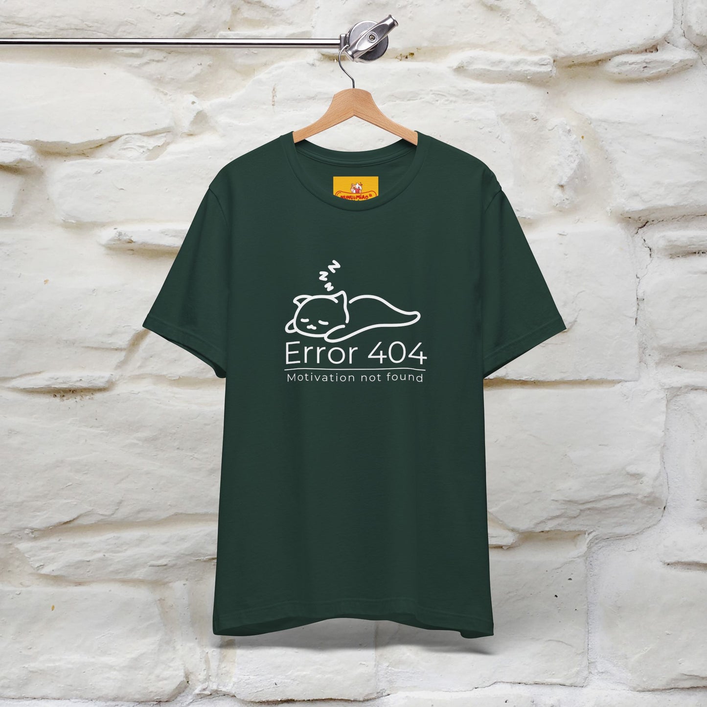 ''Error 404 Motivation Not Found'' Cat T-Shirt Front and Back Design | Nunu&Miao Studio - Nunu&Miao Studio