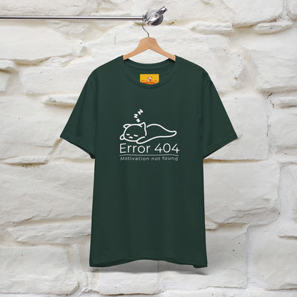 ''Error 404 Motivation Not Found'' Cat T-Shirt Front and Back Design | Nunu&Miao Studio - Nunu&Miao Studio