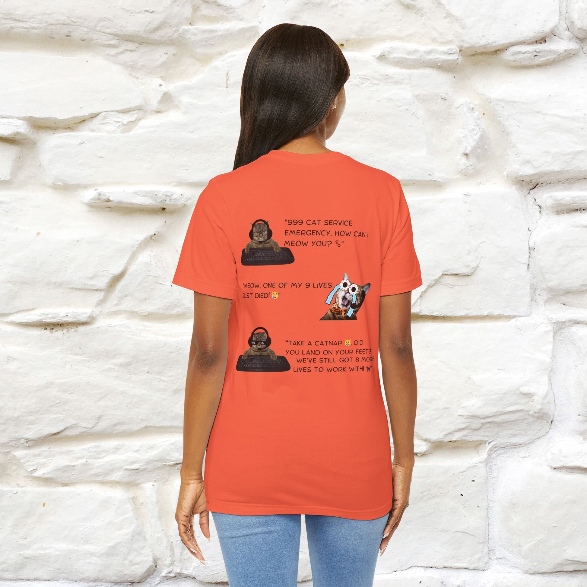 ''911 Emergency'' | Front & Back Design | Cat T-Shirt | Nunu&Miao Studio - Nunu&Miao Studio