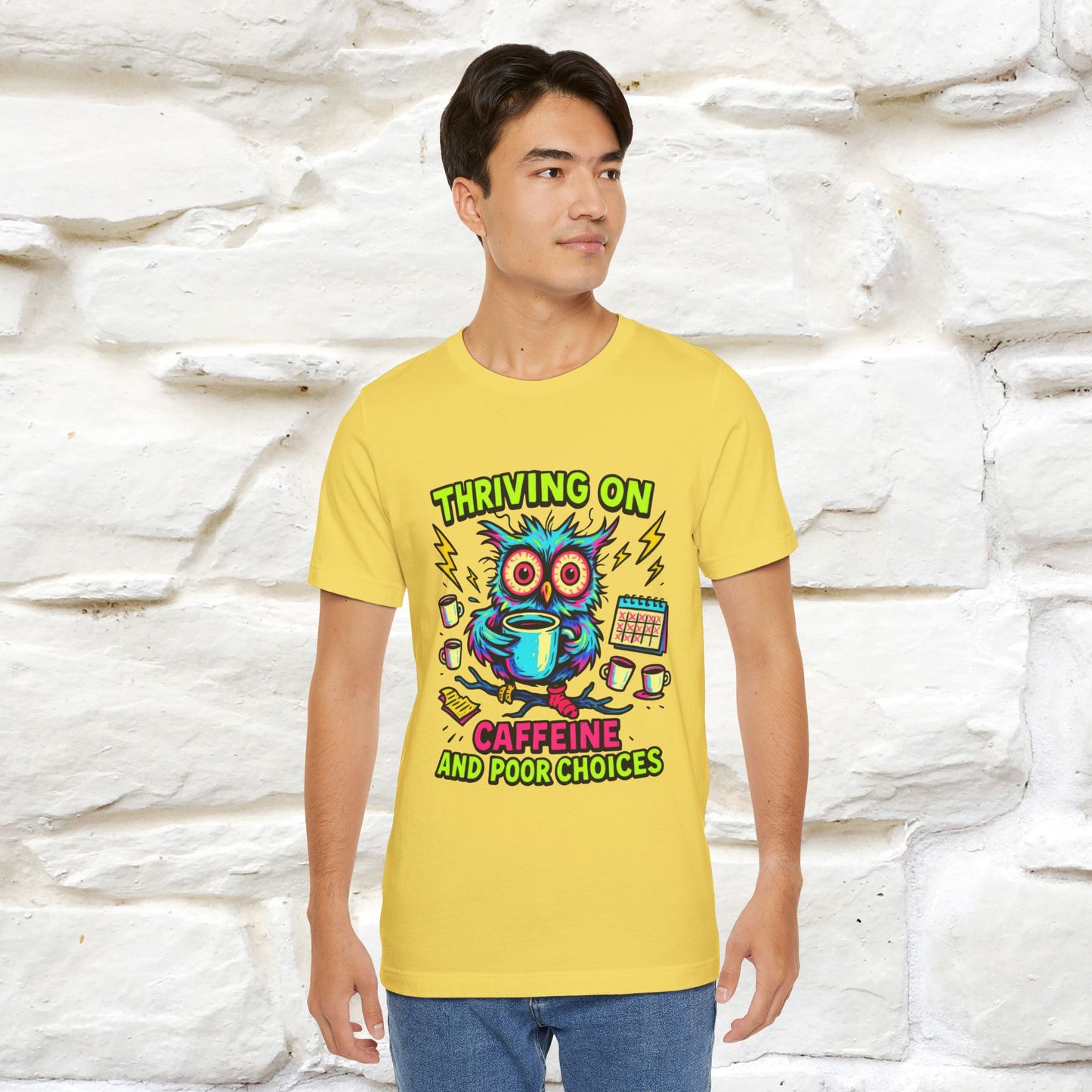 ''Thriving On Caffeine And Poor Choices''|  Sarcastic Cat T-Shirt | Nunu&Miao Studio