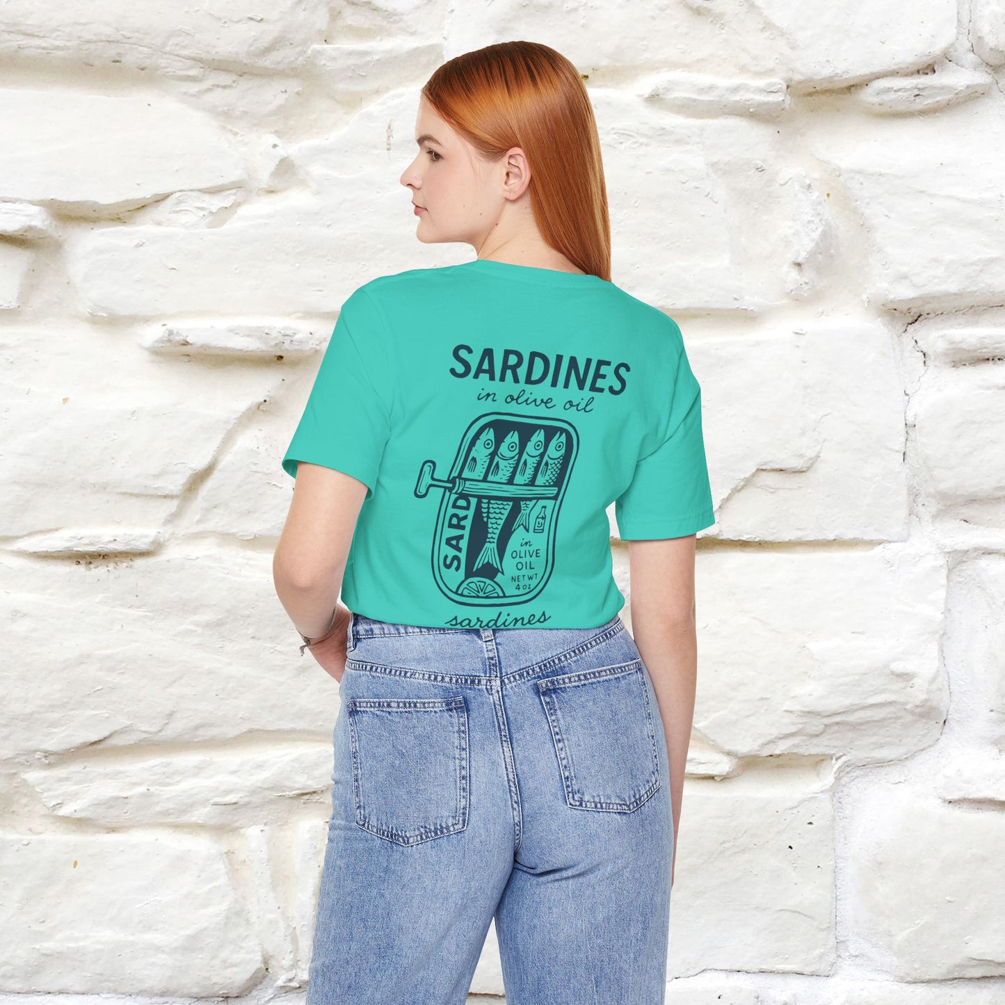 "Sardines In Olive Oil" Cute T-shirt | Front & Back Design|Nunu&Miao Studio - Nunu&Miao Studio