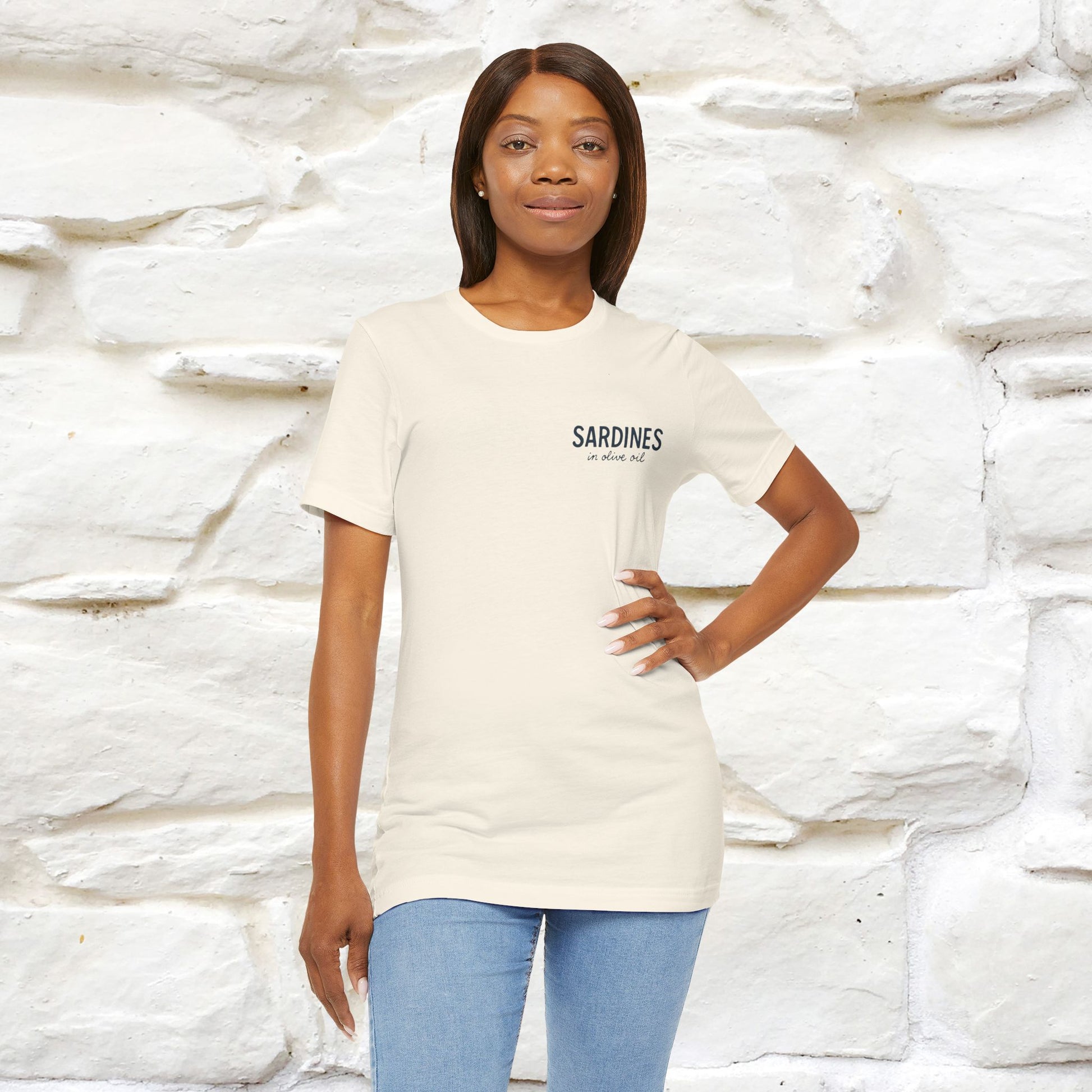 "Sardines In Olive Oil" Cute T-shirt | Front & Back Design|Nunu&Miao Studio - Nunu&Miao Studio