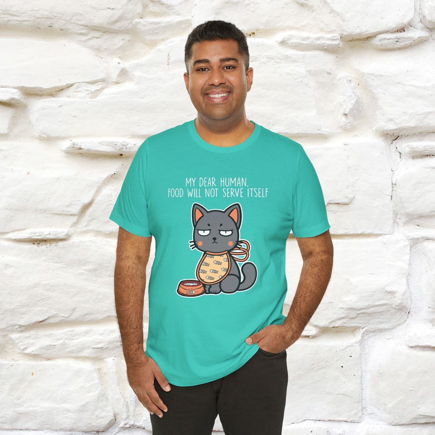 "Dear Human, Food Will Not Serve Itself" |Cat T-Shirt | Nunu&Miao Studio - Nunu&Miao Studio