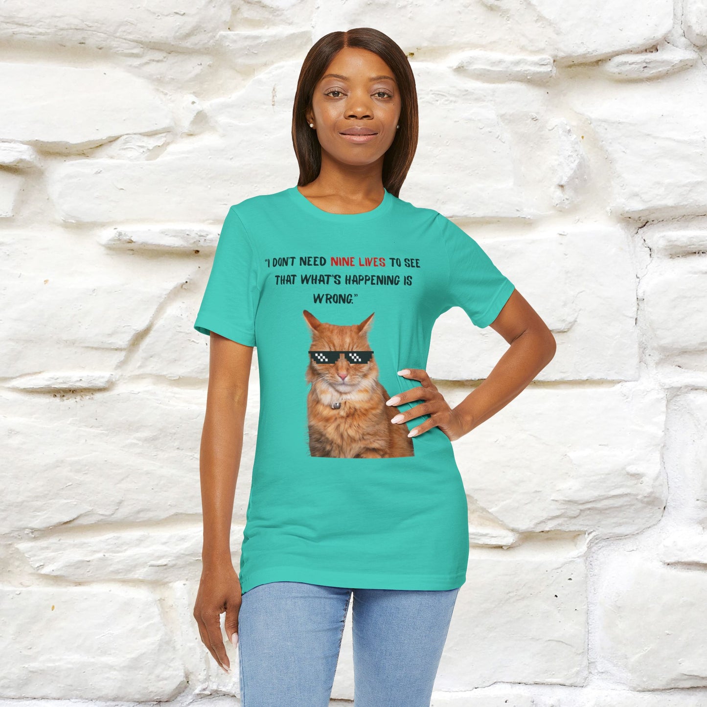 "“I don’t need nine lives....” " Cat T-shirt | Front & Back Design |Nunu&Miao Studio - Nunu&Miao Studio