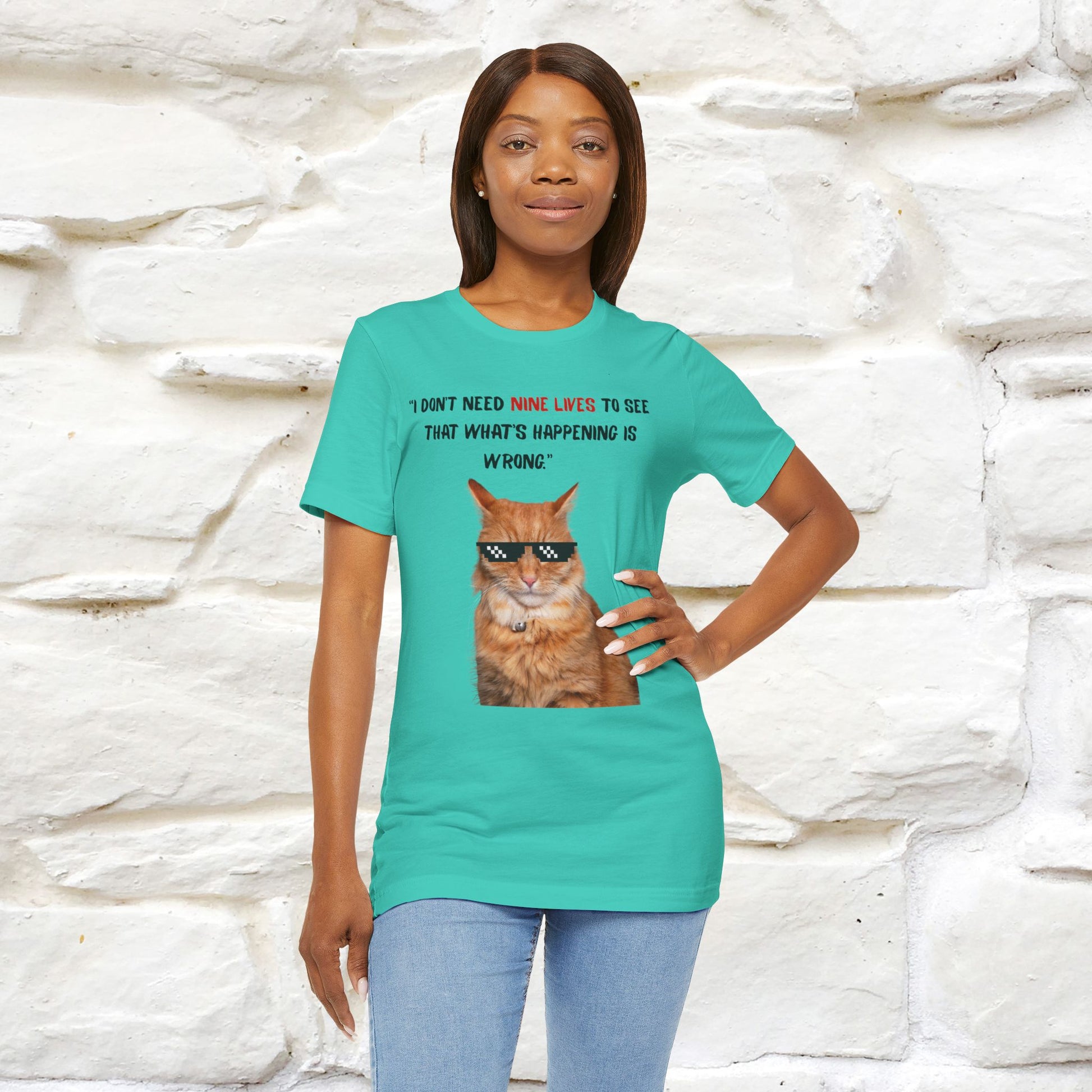 "“I don’t need nine lives....” " Cat T-shirt | Front & Back Design |Nunu&Miao Studio - Nunu&Miao Studio